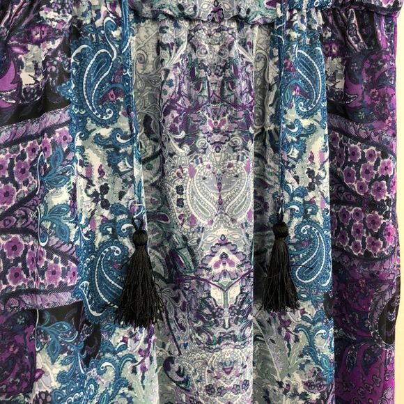 London Times Boho Print Tassel Tie Maxi Dress size 14 - Picture 3 of 7